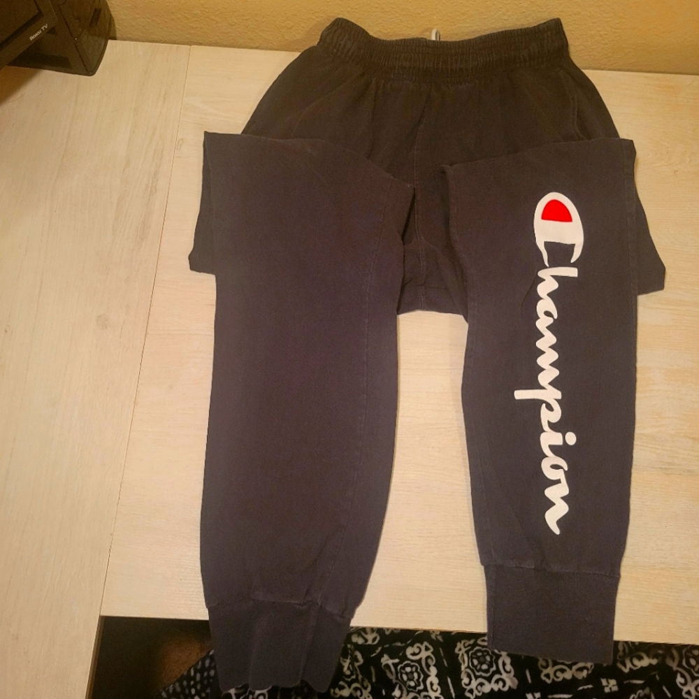 Mens Champion Sweats blue with logo on leg size small